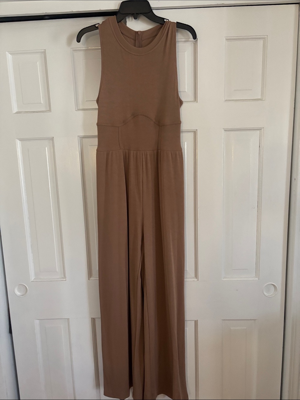 Cider Sleeveless Wide-Leg Jumpsuit in Taupe Brown
